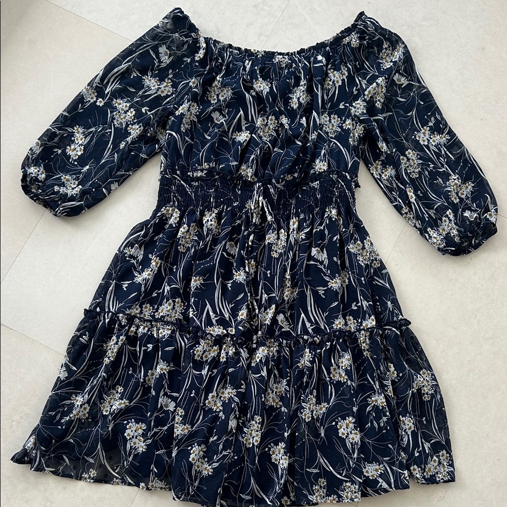 EUC Ryan Michelle Floral Navy Dress